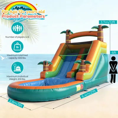 Structure gonflable avec toboggan aquatique